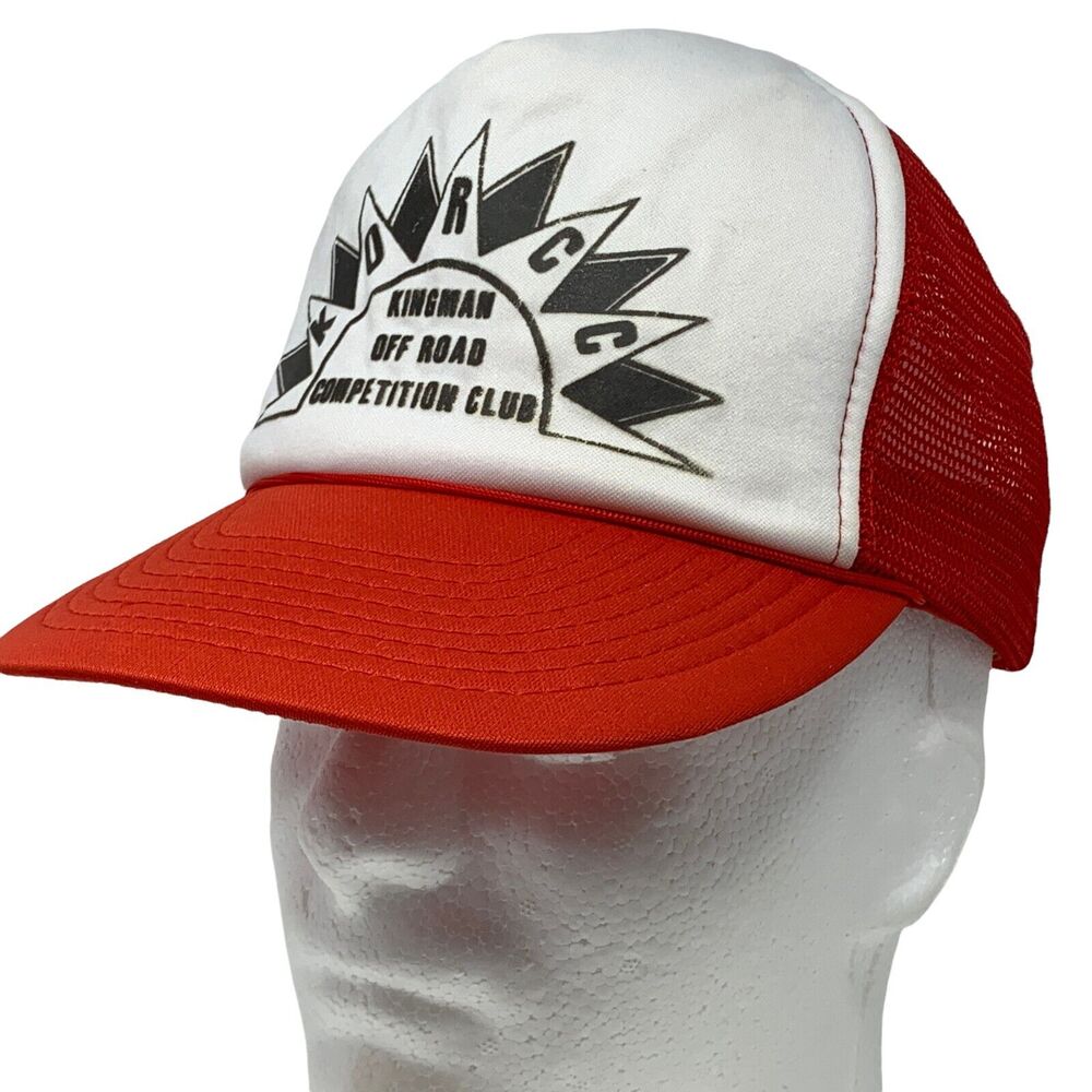 Vintage 80s Kingman Off Road Racing Trucker Hat Cap Red Arizona KORCC Snapback